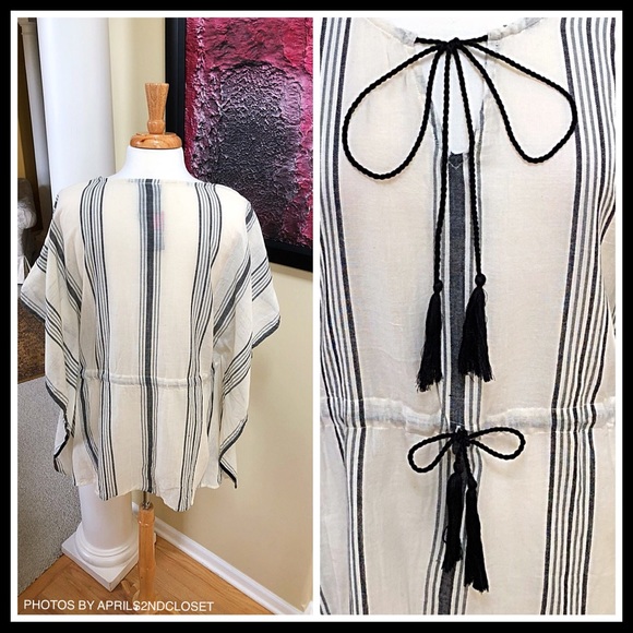 VINCE CAMUTO STRIPED TUNIC PONCHO PULLOVER - Picture 5 of 7